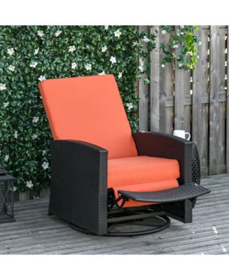 Outsunny Outdoor Wicker Swivel Recliner Chair, Lifting Footrest, 360
