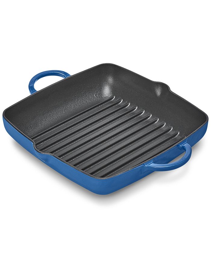 Lodge Cast Iron Caribbean Blue Enameled Grill Pan 10.5 Square Clean