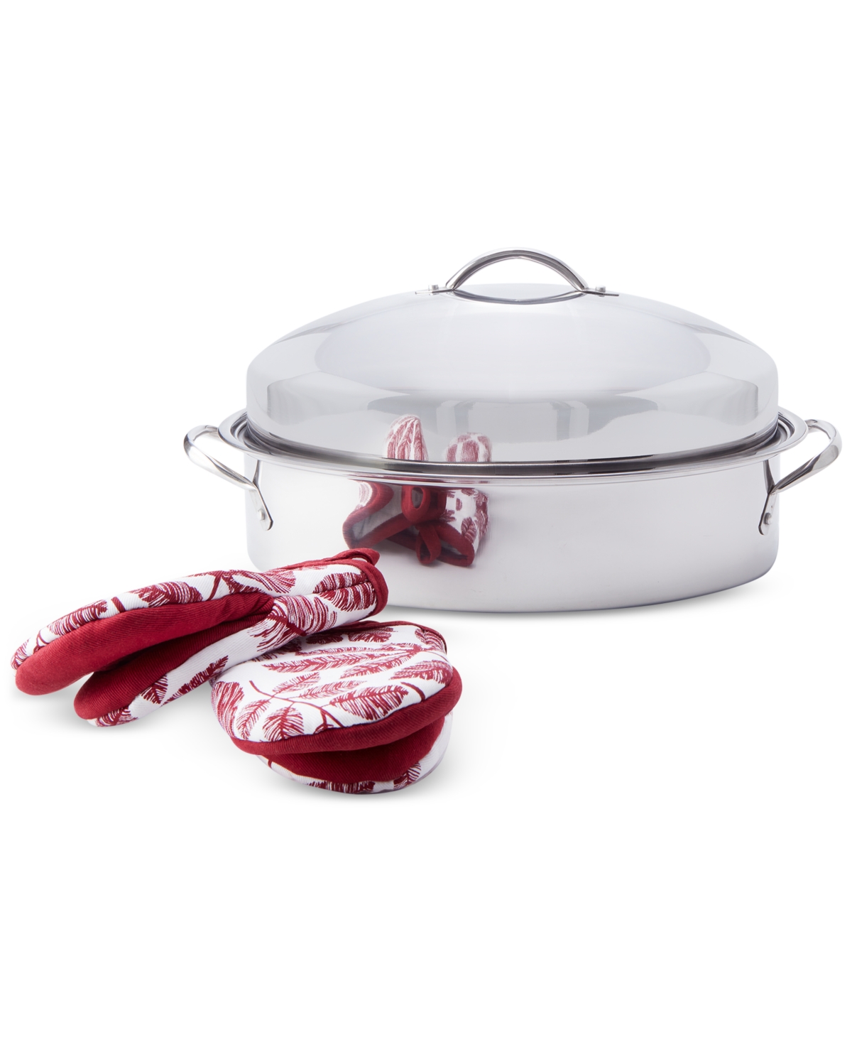 The Cellar Stainless Steel 8-qt Covered Oval Roaster With Rack, Created For Macy's