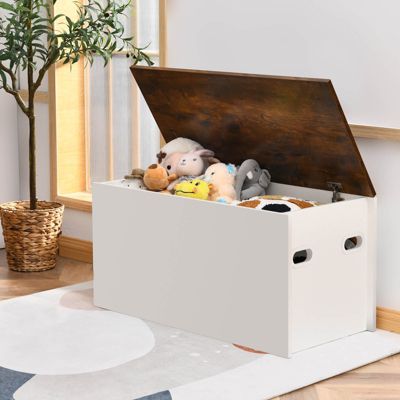 Flip-top Storage Chest Lift Top Storage Bench Wooden Deck Toy Box