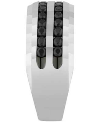 Men's Black Diamond Double Row Band (1 ct. t.w.) in 10k White Gold