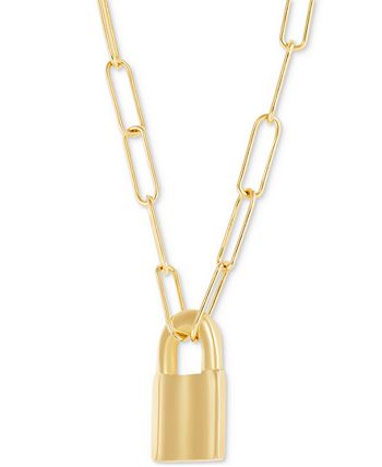 BOUTIQUELOVIN 14K Gold Plated Lock Necklace for Women and Girls Paperclip Link Chain Padlock Necklace Non-Tarnish