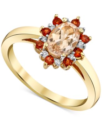 Morganite (1 ct. t.w.), Garnet (1/3 ct. t.w.) & Diamond (1/20 ct. t.w ...