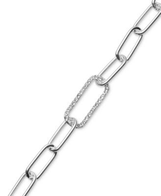 Crystal Pav&eacute; Open Link Chain Bracelet in Sterling Silver
