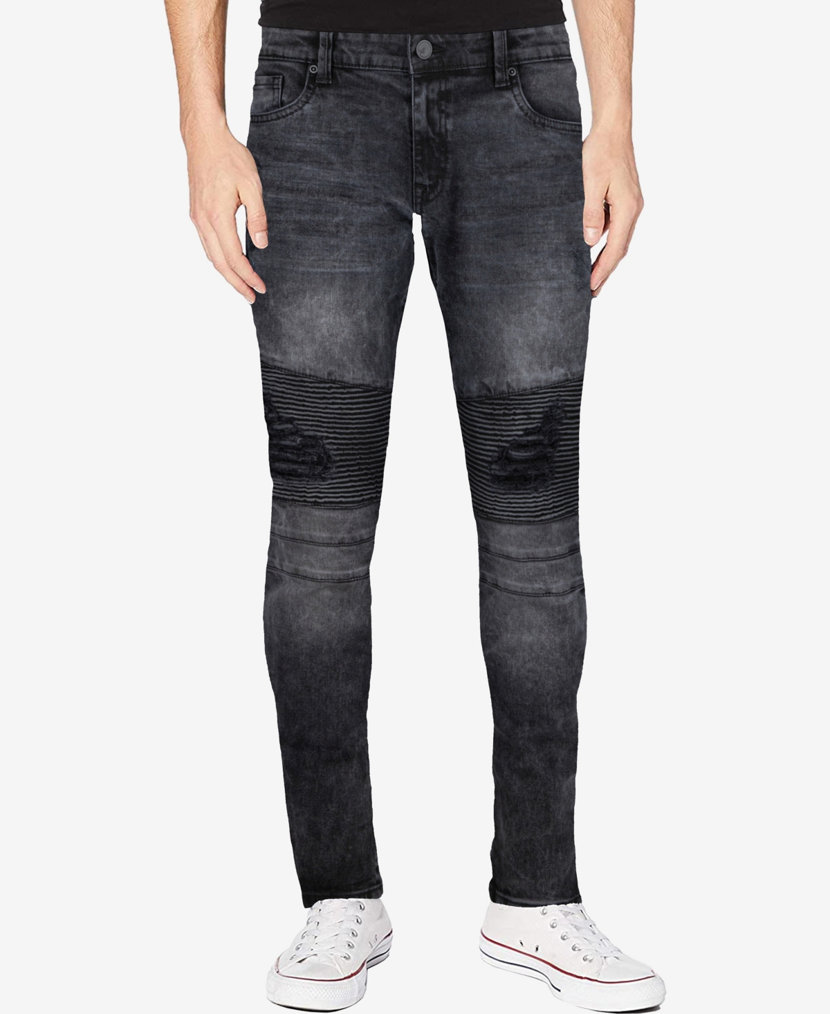 Shop X-ray Men's Regular Fit Moto Jeans In Black Wash