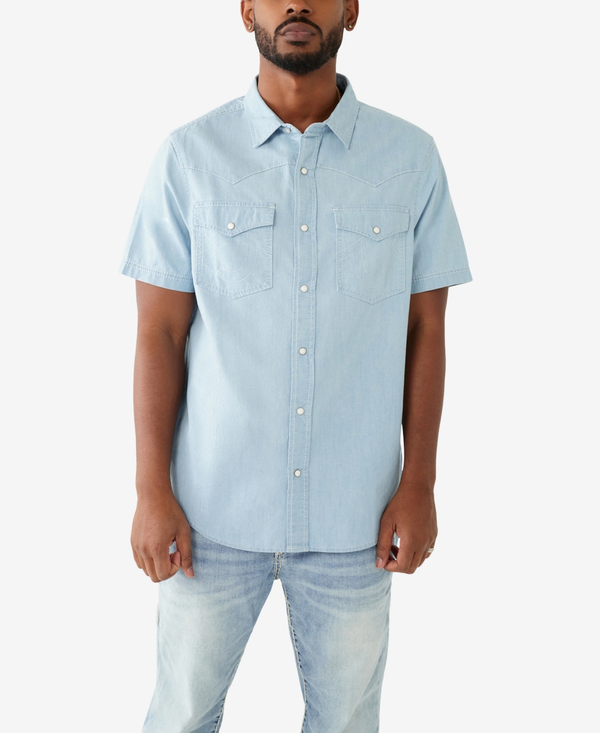 Key Chambray Short Sleeve Western Shirt