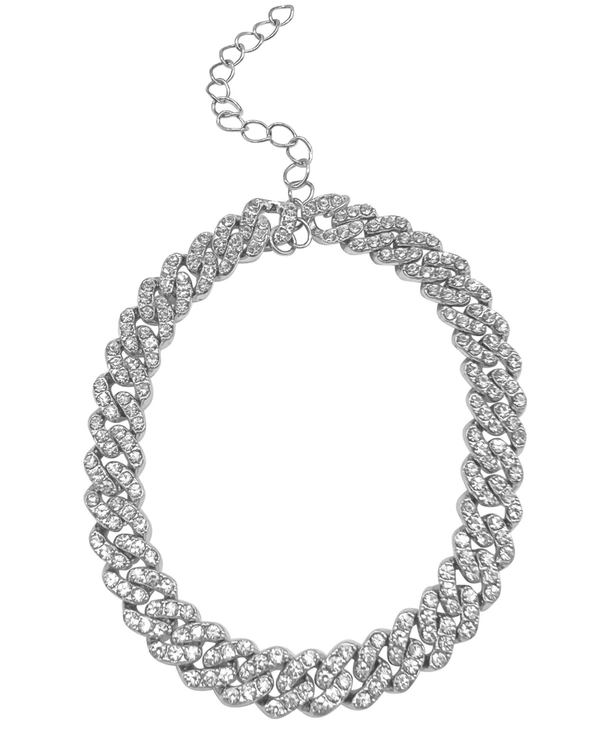 Adornia Silver Plated Edgy Pave Cuban Chain