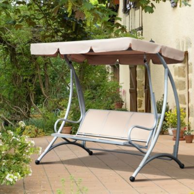 3 Person Patio Swing Chair with Adjustable Canopy,