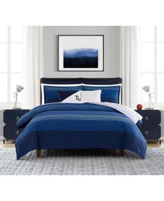 Tommy Hilfiger Maritime Preppy Stripe Comforter Sets In Blue