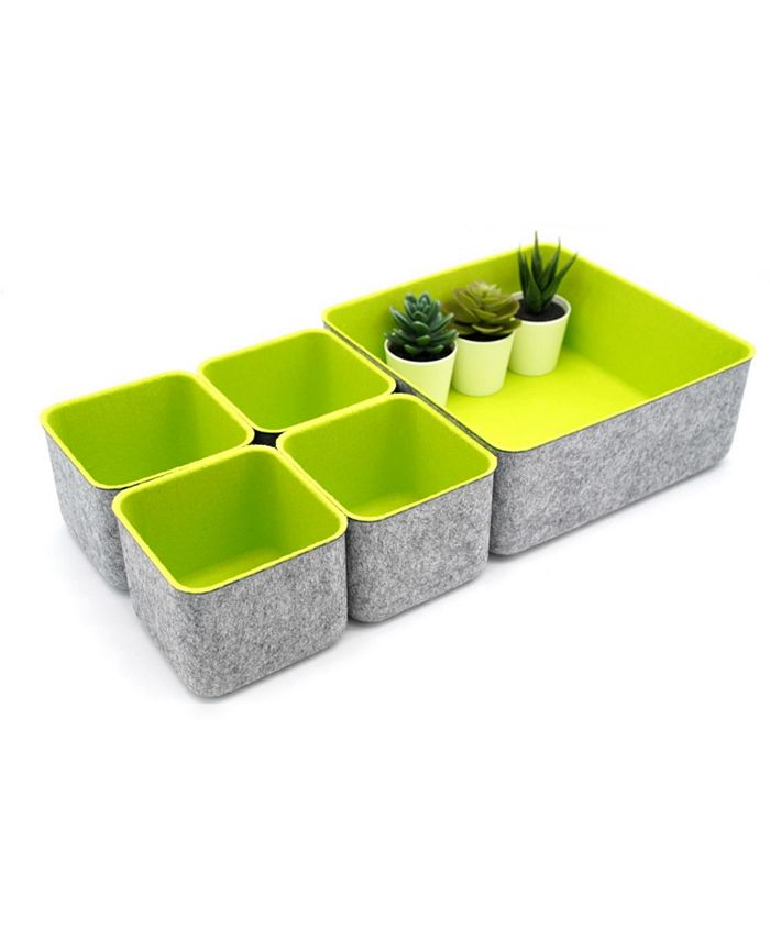 Welaxy 5 Piece Square Felt Storage Bin Set Macy's