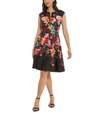 London Times - Women's Floral-Print Fit & Flare Dress