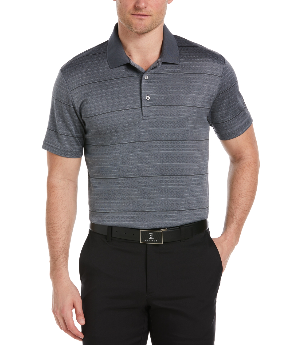 Men's Geo-Print Jacquard Short-Sleeve Golf Polo Shirt - Tradewinds