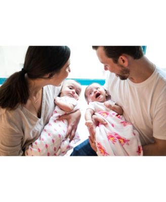 Baby GOTS Certified Organic Muslin Swaddle - Two-Pack Gift Set, Enchanted Garden (Magical Lotus + Flower Bud)