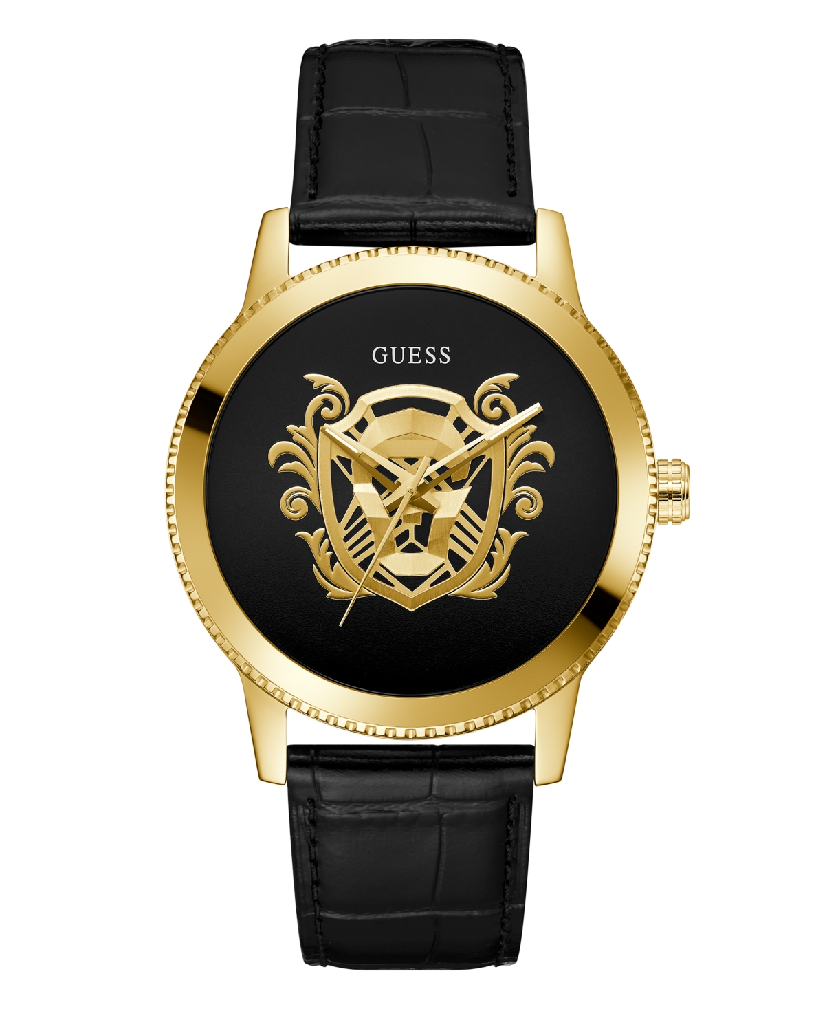 Guess Men's Analog Gold-tone Stainless Steel Watch 44mm In Black