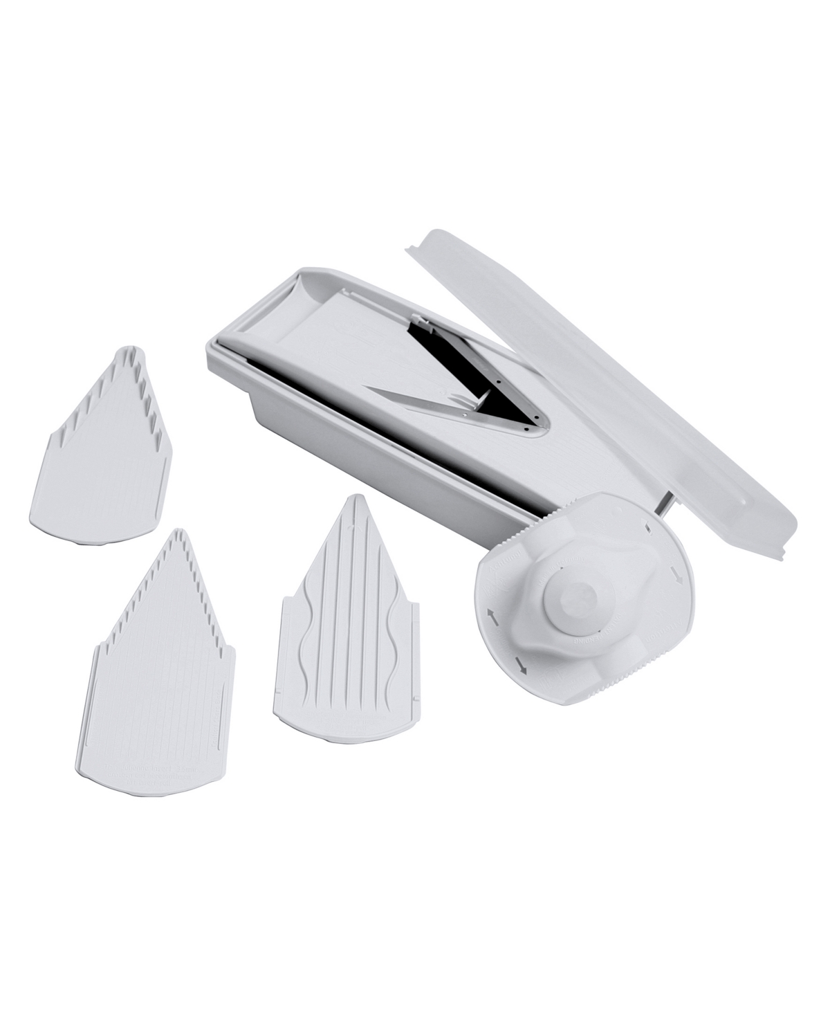 Swissmar V-prep Mandoline Slicer With German Surgical Grade Stainless Steel 7 Piece Blades Set In White
