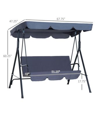 Porch Swing Hammock Bench Chair, Steel 3-Seat, Canopy,