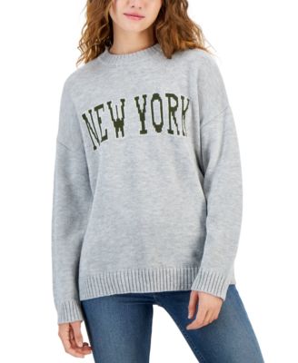 Just Polly - Juniors' Ribbed-Edge New York Sweater