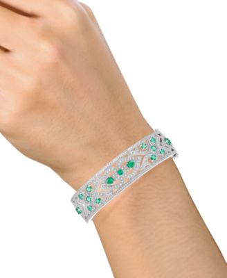 Macy's Emerald(2-1/2 C.t. T.w.) & Diamond(1/3 C.t. T.w.) Bangle ...