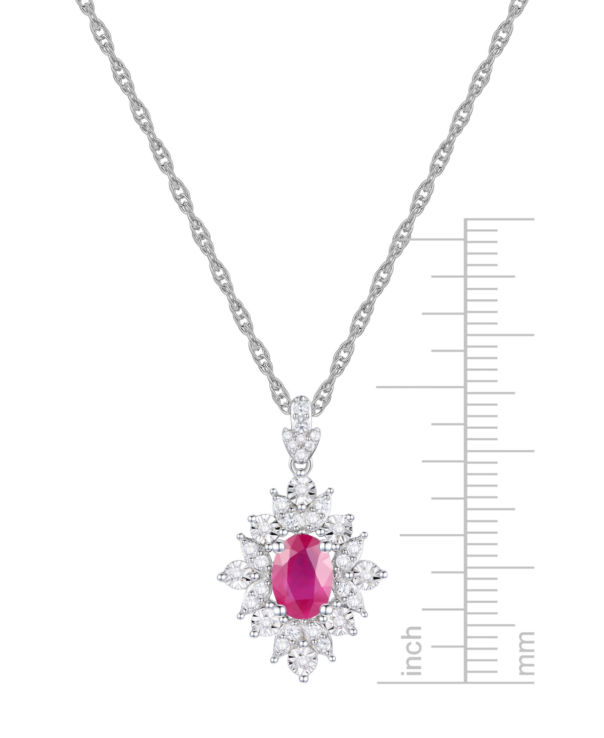 Sapphire (1 ct. t.w.) and Diamond (1/5 ct. t.w.) Pendant Necklace in 14k White Gold (Also Available  - Ruby