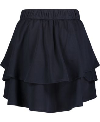 Big Girls Uniform Pindot Mesh Ruffle Scooter Skorts
