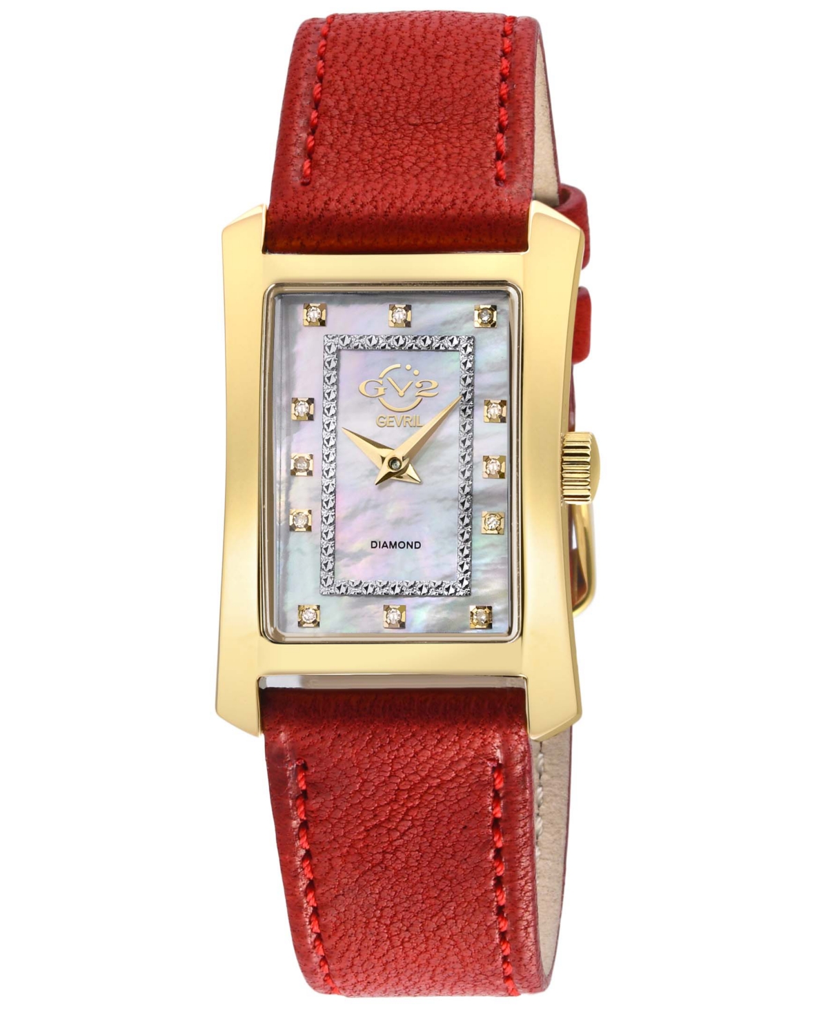 Gv2 By Gevril Women's Luino Swiss Quartz Red Leather Watch 29mm
