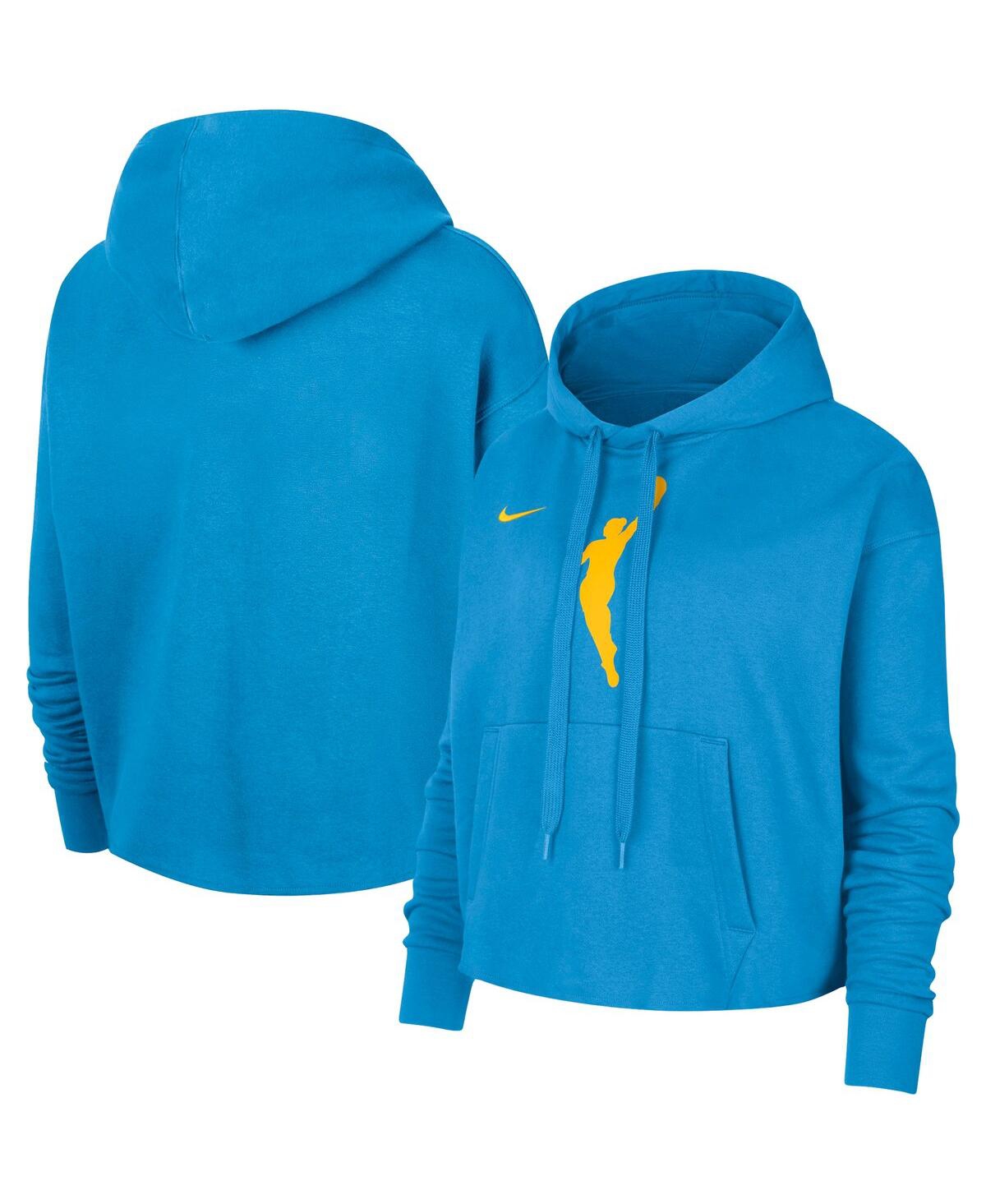 NIKE WOMEN'S NIKE BLUE WNBA LOGOWOMAN TEAM 13 CROPPED PULLOVER HOODIE