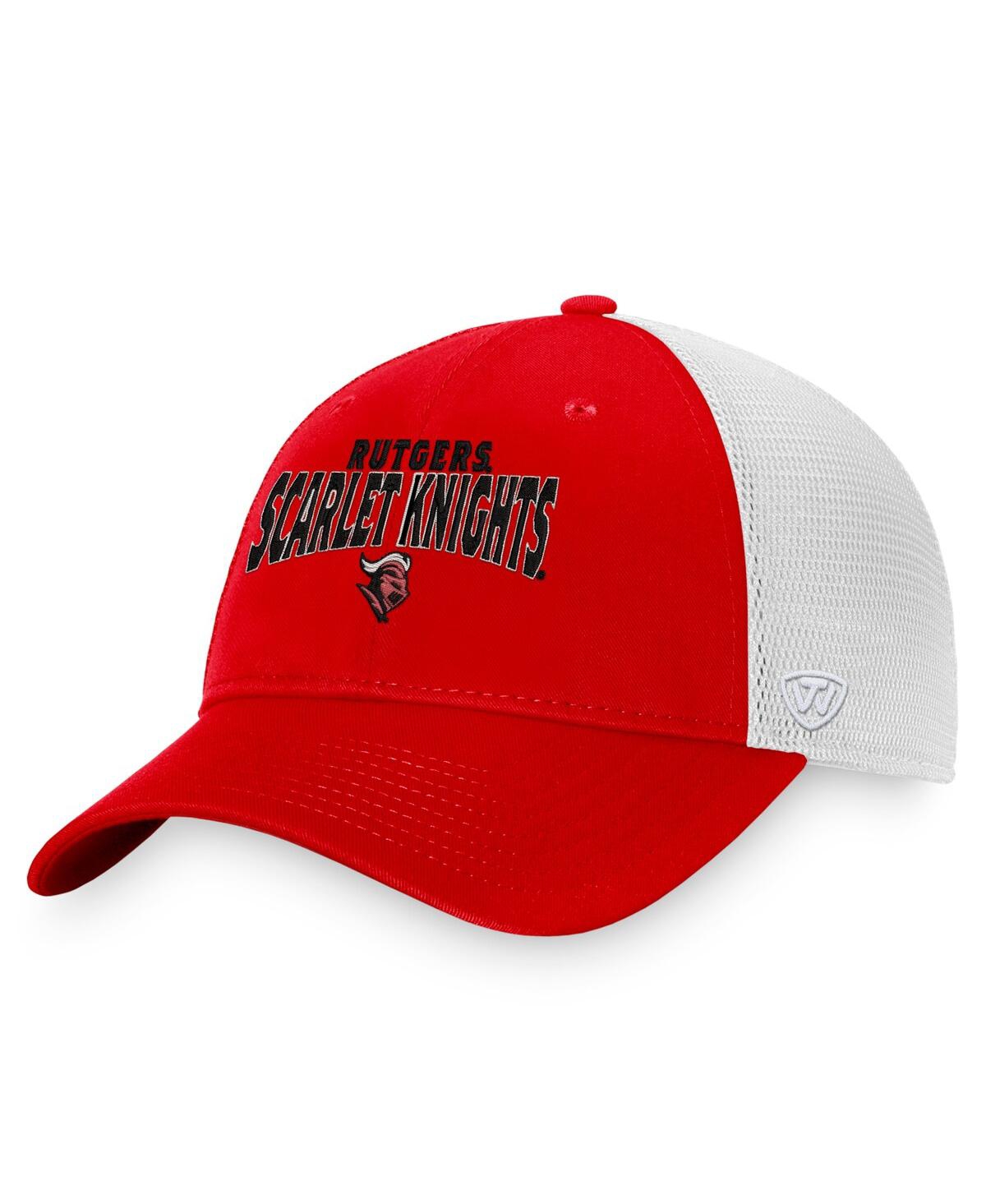 Top Of The World Men's  Scarlet, White Rutgers Scarlet Knights Breakout Trucker Snapback Hat In Scarlet,white