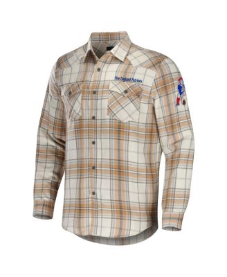 Men's NFL x Darius Rucker Collection by Tan New England Patriots Flannel Long Sleeve Button-Up Shirt