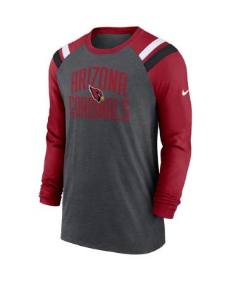 Men's Heathered Charcoal, Cardinal Arizona Cardinals Tri-Blend Raglan Athletic Long Sleeve Fashion T-shirt