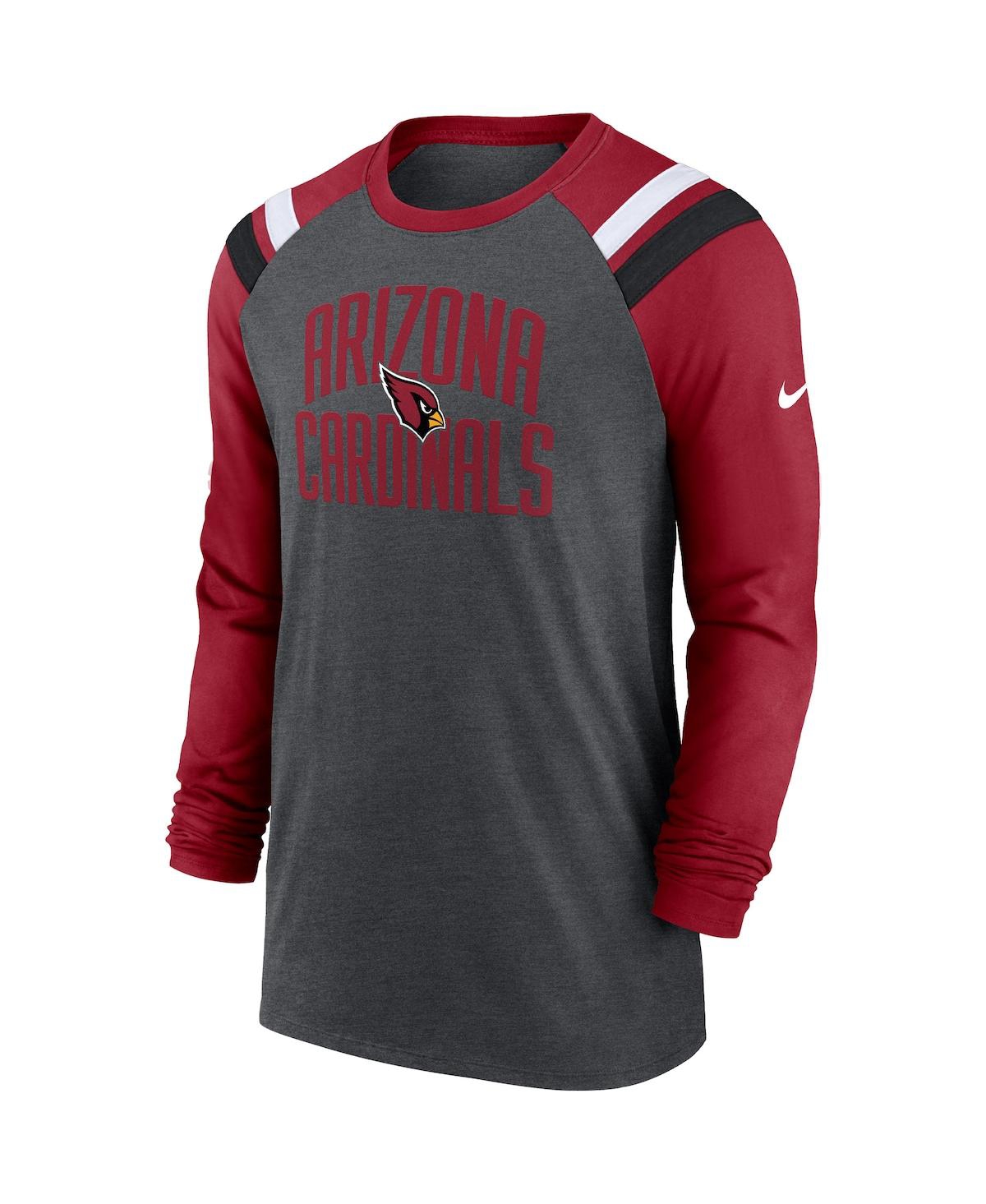 Nike Men's Athletic Fashion (nfl Arizona Cardinals) Long-sleeve T-shirt In Heathered Charcoal,cardinal