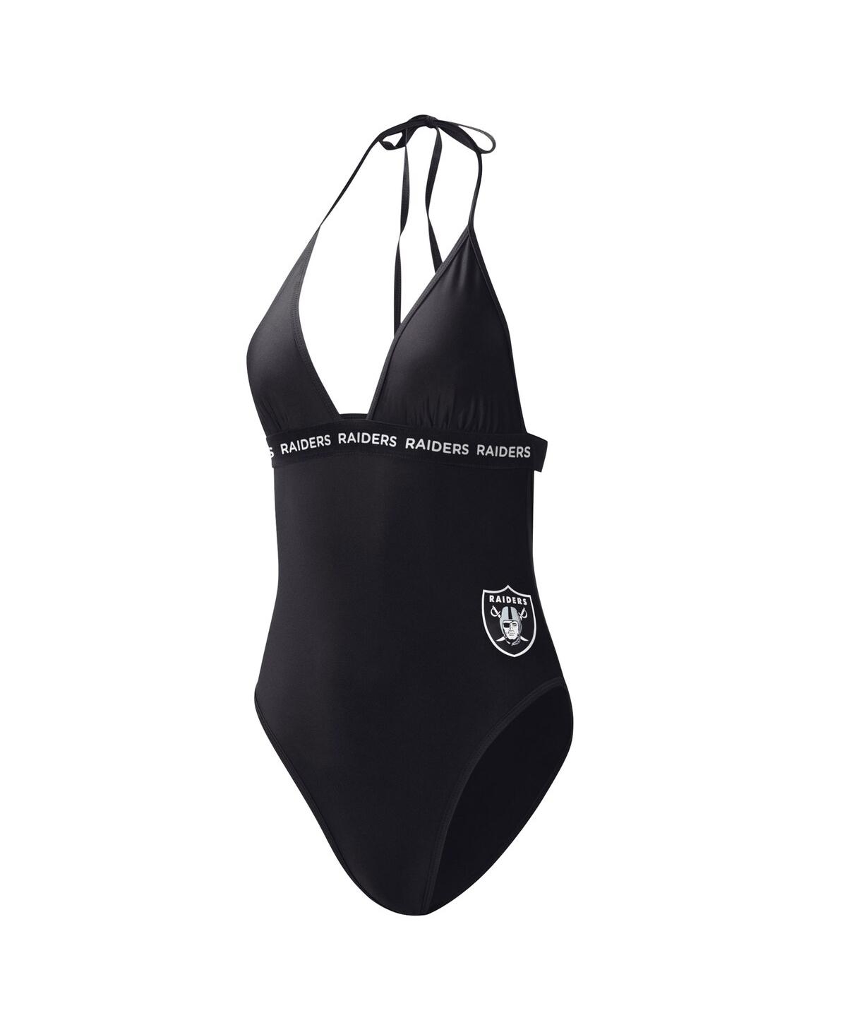 Shop G-iii 4her By Carl Banks Women's  Black Las Vegas Raiders Full Count One-piece Swimsuit