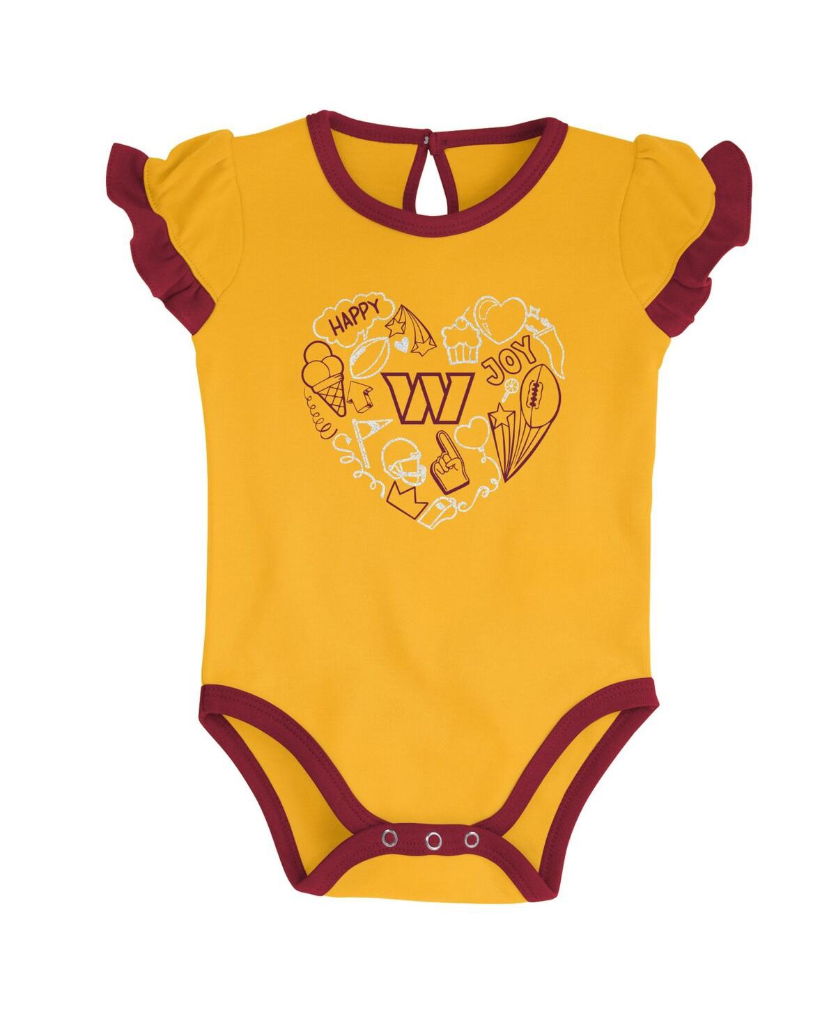 Newborn and Infant Boys and Girls Gold Washington Commanders Too Much Love Two-Piece Bodysuit Set - Gold