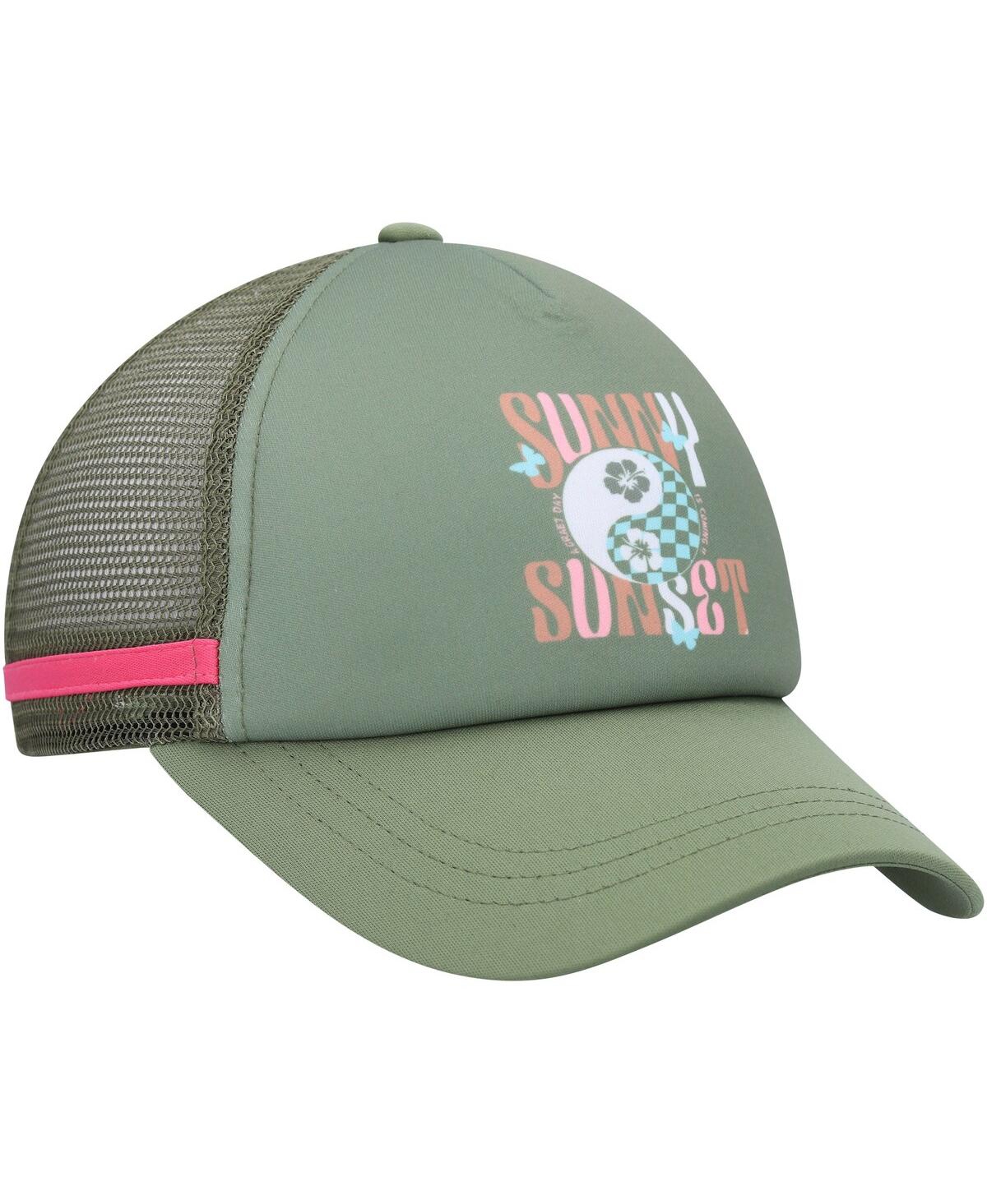 Shop Roxy Women's  Green Dig This Trucker Snapback Hat
