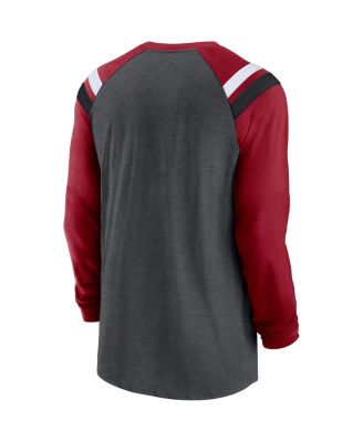 Men's Heathered Charcoal, Cardinal Arizona Cardinals Tri-Blend Raglan Athletic Long Sleeve Fashion T-shirt