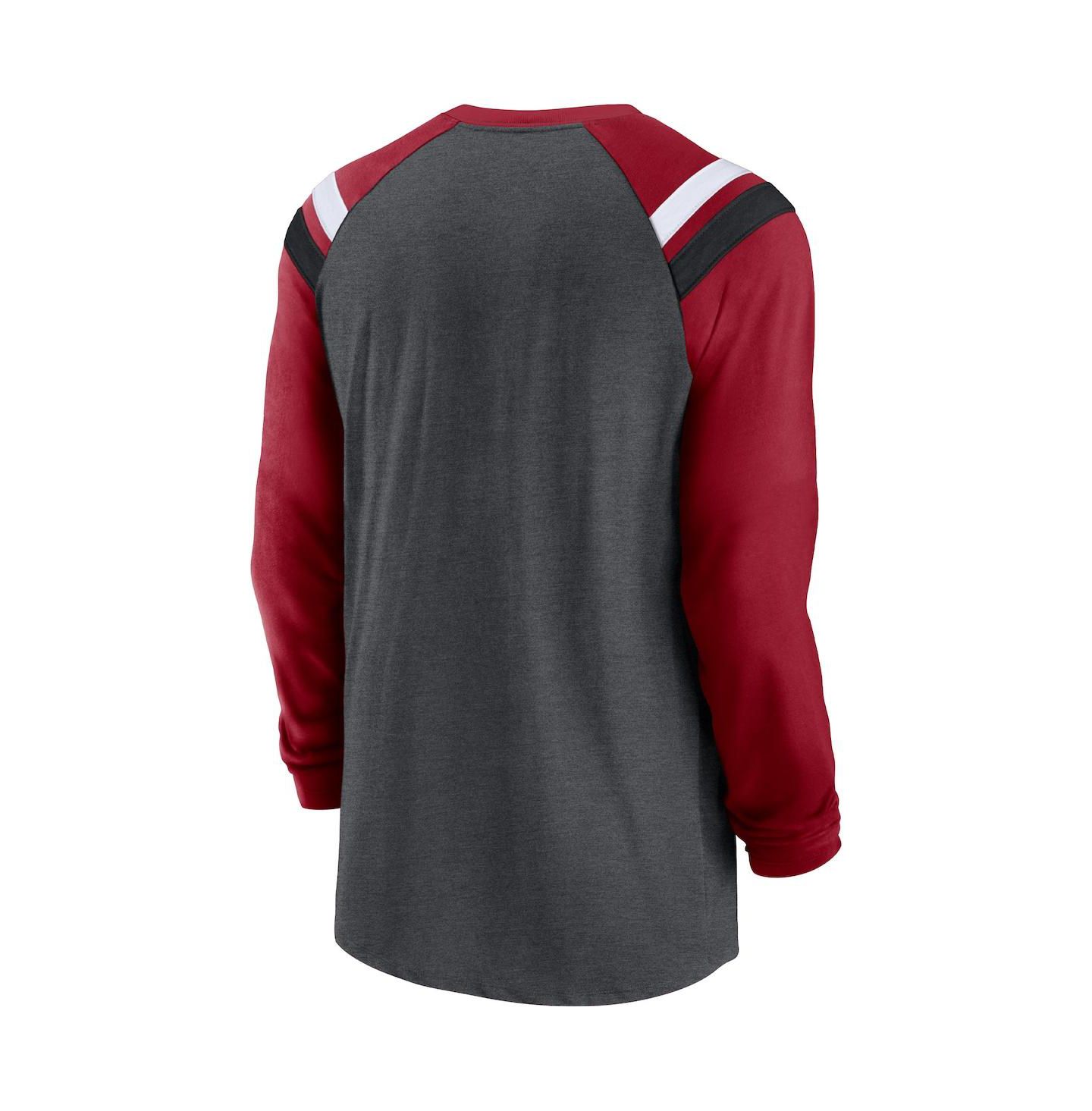 Мужская футболка Nike Heathered Charcoal, Cardinal Arizona Cardinals Tri-Blend Raglan Athletic Long Sleeve Fashion — фото 4