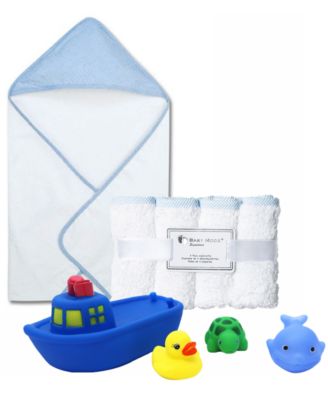 Baby Boys Bath Towel, Washcloth, and Toys, 9 Piece Set
