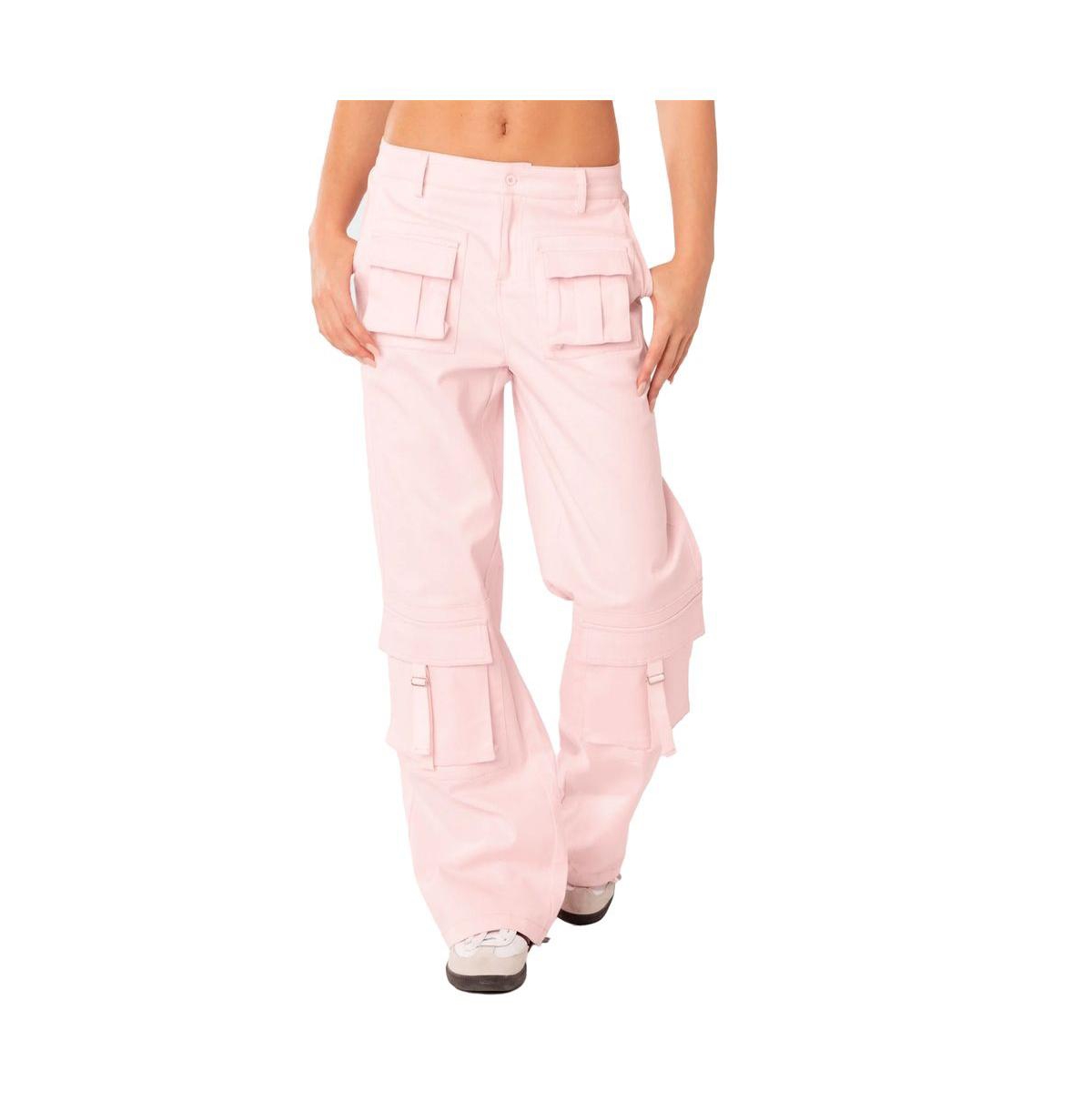 Edikted Joan Low Rise Cargo Pants In Light-pink