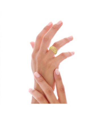 RA 14k Yellow Gold Plated with Cubic Zirconia Dome-Shaped Textured Nugget Ring