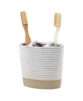 Drift Lines Textured Ribbed Ceramic Toothbrush Holder