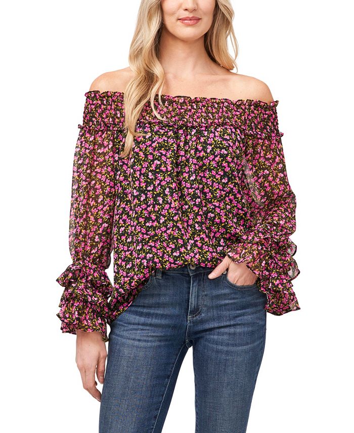 Cece floral off the shoulder sale top
