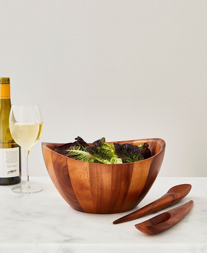 Nambé Nambe Harmony 3 Piece Wood Salad Bowl and Servers Set Macy's