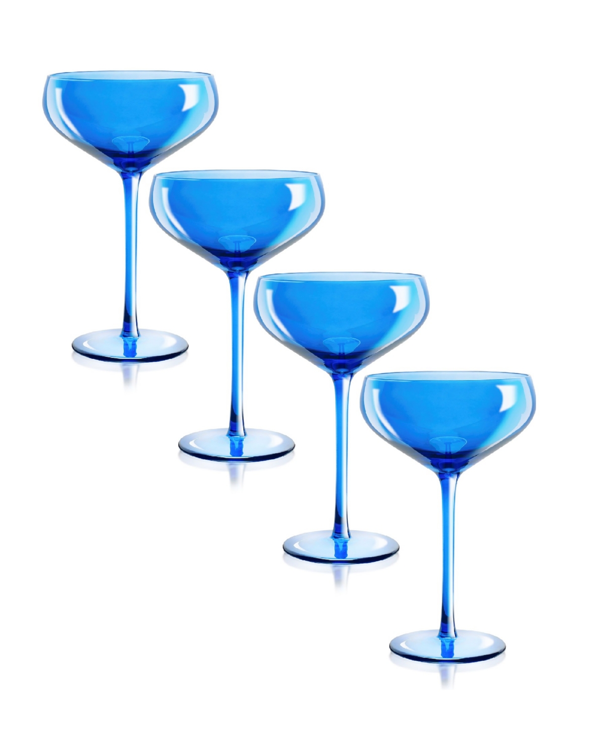 Qualia Glass Carnival Coupe 13 oz Glasses, Set Of 4 In Blue