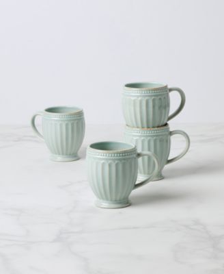 French Perle Groove Mugs, Set Of 4