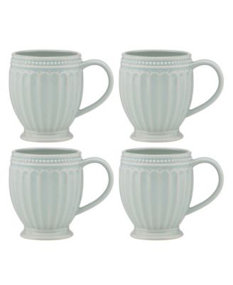 French Perle Groove Mugs, Set Of 4