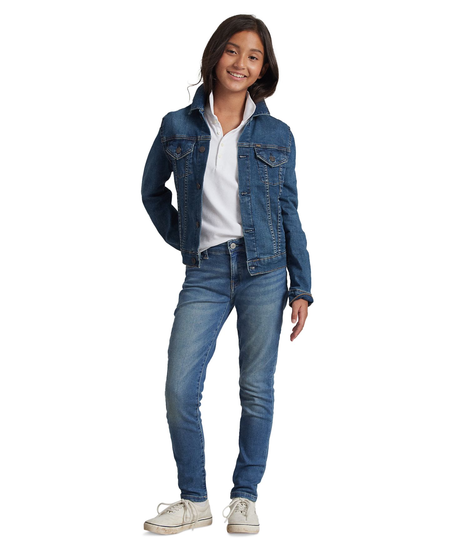 Куртка Polo Ralph Lauren Lightweight Denim Trucker для девочек, цвет: Варёный — фото 2