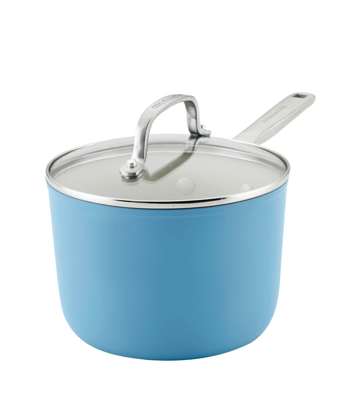 Kitchenaid Hard Anodized Ceramic Nonstick 3 Quart Saucepan In Blue Velvet