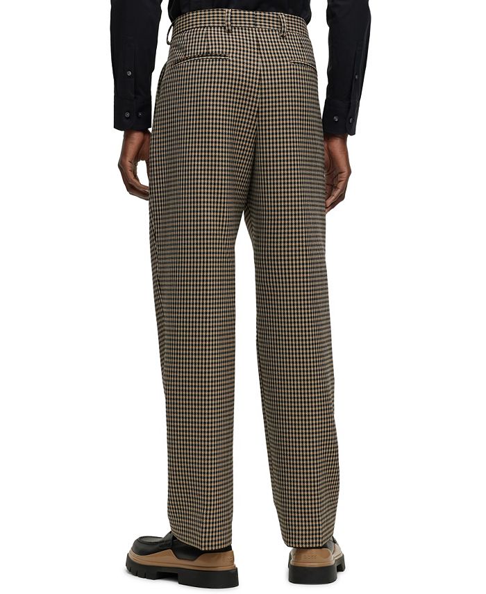 Hugo Boss Men's Relaxed-Fit Checked Trousers - Macy's