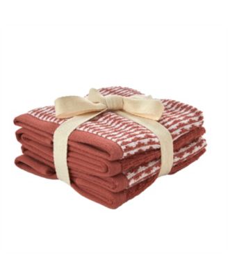 Long Borough Turkish Cotton 4 Piece Washcloth Set, 12" x 12"