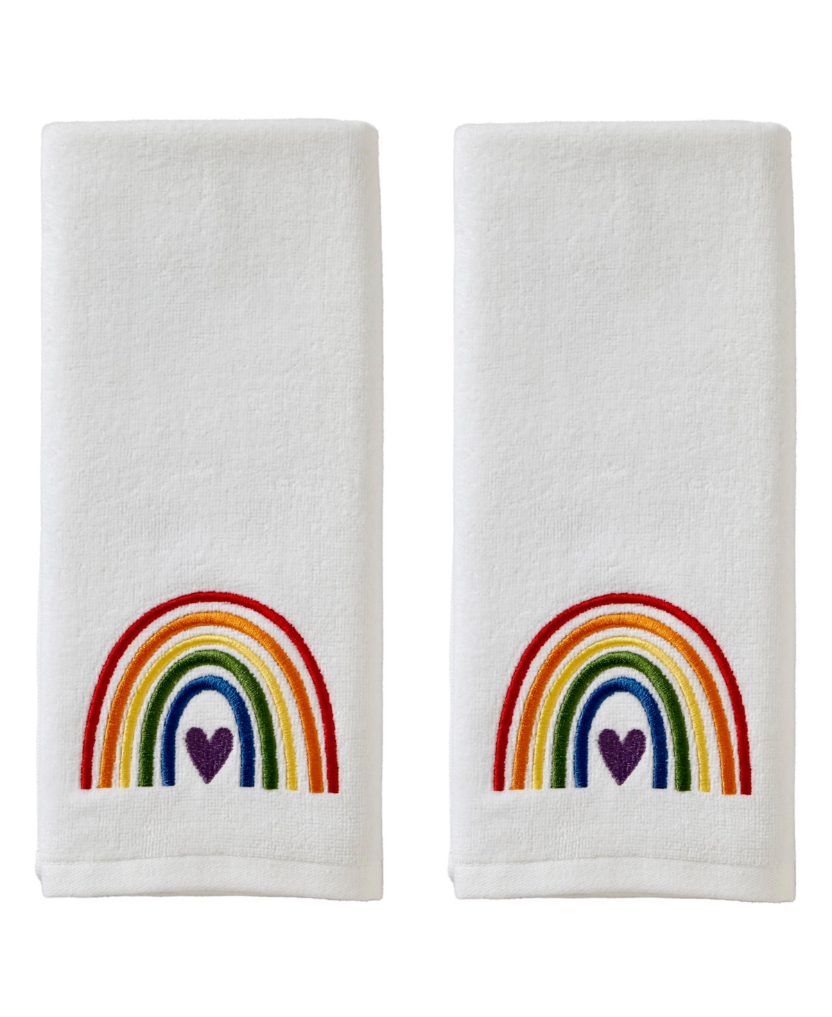 Skl Home Pride Cotton 2 Piece Hand Towel Set, 25" X 16" In Pride Rainbow