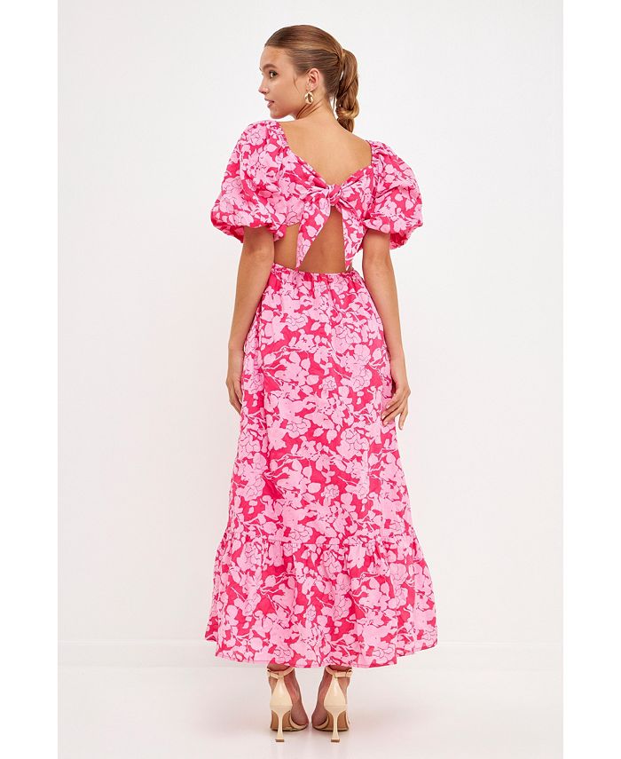 colorblocked bow tie maxi dress
